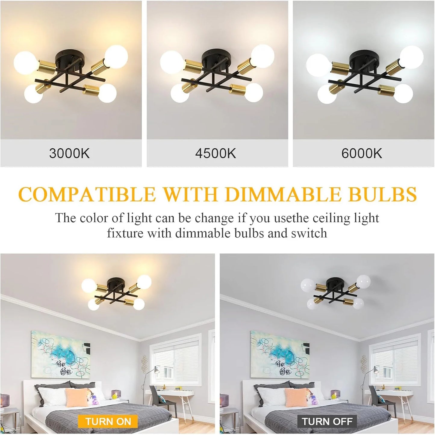 PLAFONIERA ORBIT STILE INDUSTRIAL 4 LAMPADINE A VISTA