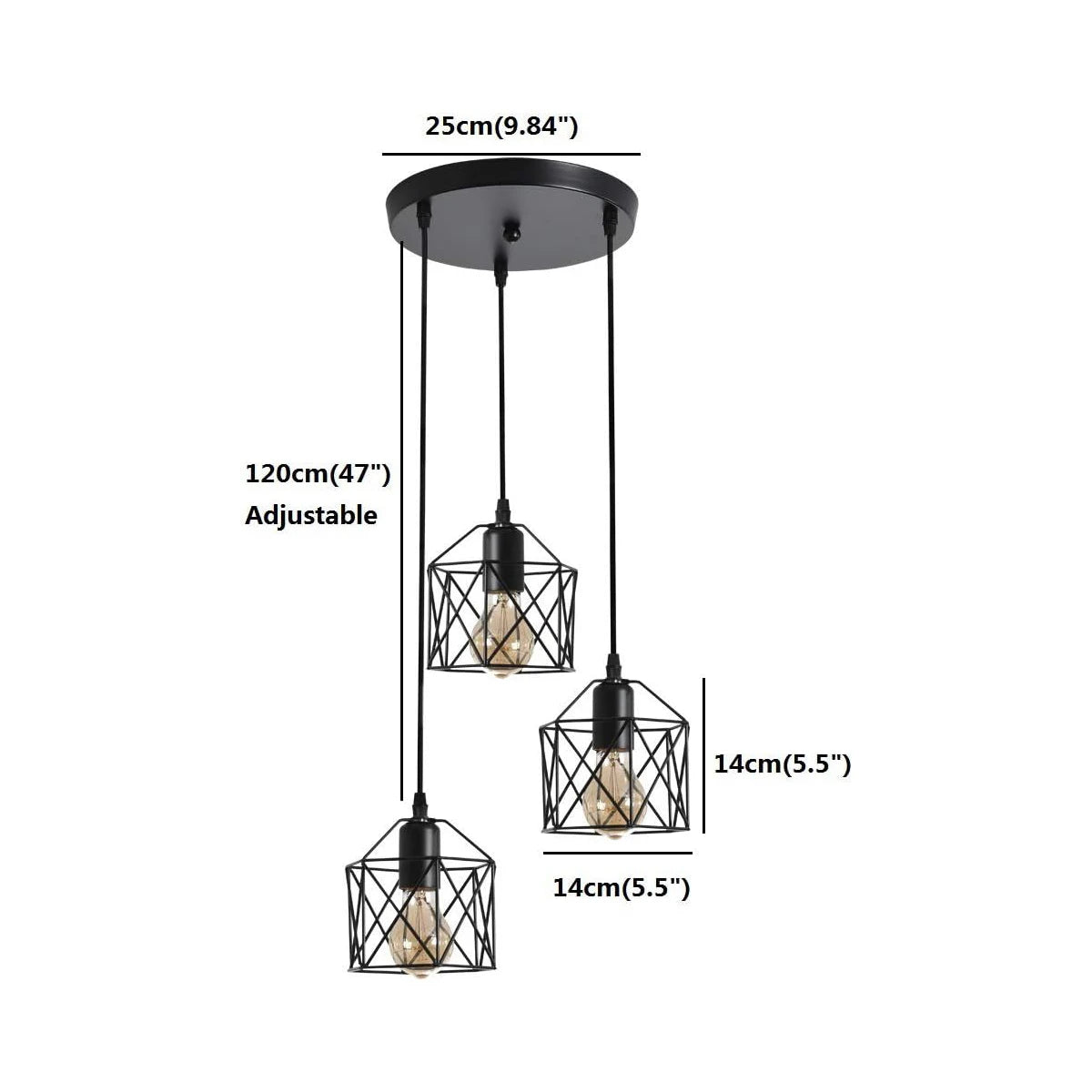 LAMPADARIO A SOSPENSIONE INDUSTRIAL TRIO DESIGN A GABBIA