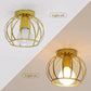 PLAFONIERA GABBIA ROUND ORO STILE INDUSTRIAL MODERNA ROTONDA