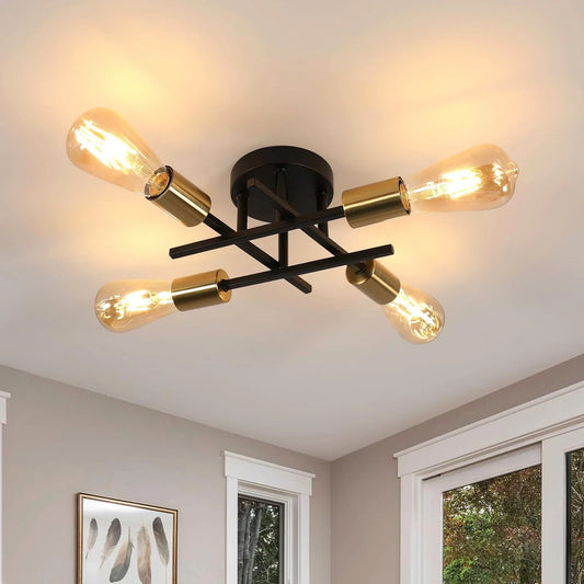 PLAFONIERA ORBIT STILE INDUSTRIAL 4 LAMPADINE A VISTA